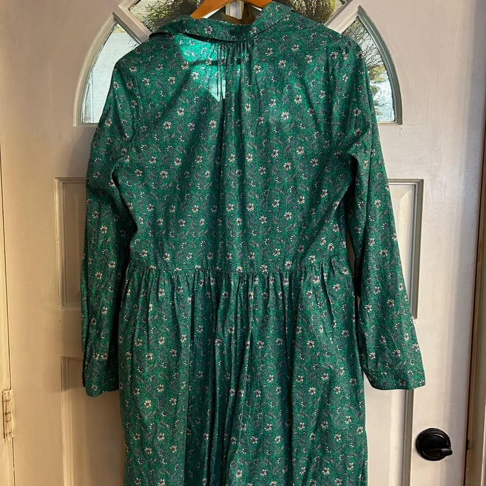 J. Crew Green Floral Long Sleeve Dress - Picture 4 of 6
